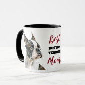 Mug Meilleure maman de chien Boston Terrier (Devant gauche)
