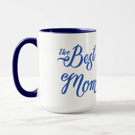 Mug Meilleure maman Design moderne de texte bleu (Gauche)