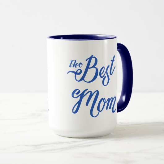 Mug Meilleure maman Design moderne de texte bleu (Devant droit)