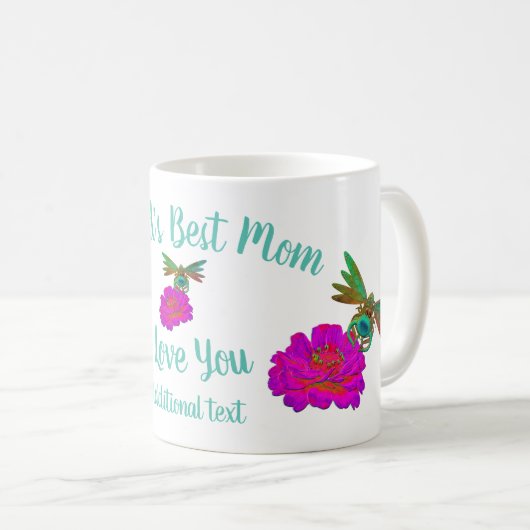 Mug Meilleure maman Dragonfly Zinnia personnalisée (Devant droit)