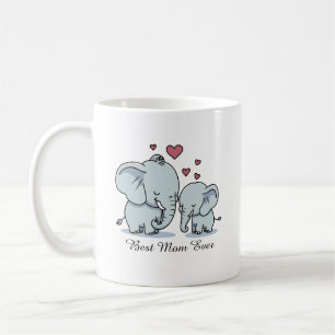 Mug Meilleure Maman Du Monde Éléphants Et Cœurs