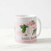 Mug Meilleure Maman du Monde Fleurs de Rose Rose Vinta (Devant droit)