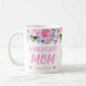 Mug Meilleure maman du monde Noms des enfants Aquarell (Gauche)