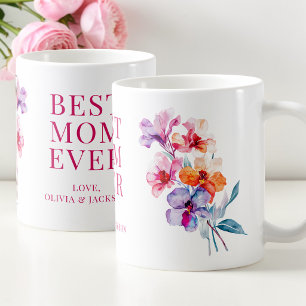 Mug Meilleure Maman Élégantes Fleurs Florales Fête des