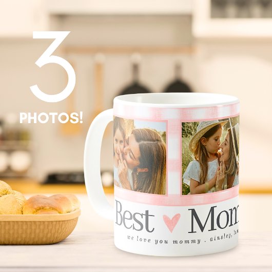 Mug Meilleure Maman En vichy Coeurs 3 Photo Fête des M