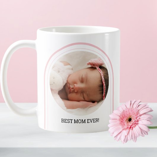Mug Meilleure Maman Ever 2 Photo Rose Arc Moderne Nom