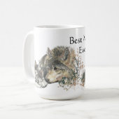 Mug Meilleure Maman Ever Aquarelle Wolf & Cubs Thème a (Devant gauche)