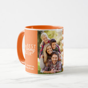 Mug Meilleure maman Ever Orange Personnalisé Deux Phot