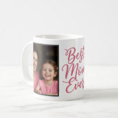 Mug Meilleure Maman Ever Script Rose 2 Photo Souvenir (Devant gauche)