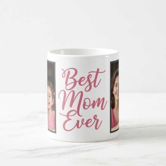 Mug Meilleure Maman Ever Script Rose 2 Photo Souvenir (Centre)