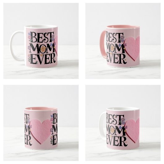 Mug Meilleure Maman Fleurs Et Coeur Rose