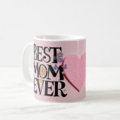 Mug Meilleure Maman Fleurs Et Coeur Rose (Devant gauche)