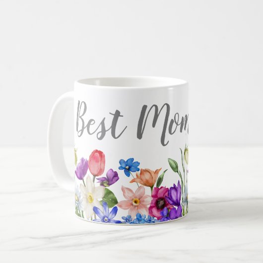 Mug Meilleure maman Floral Fleur sauvage (Devant gauche)