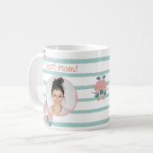 Mug Meilleure maman Floral rayé rose Turquoise Photo (Devant gauche)