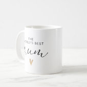 Mug Meilleure maman Gold Heart Moderne Calligraphie Mi (Devant gauche)