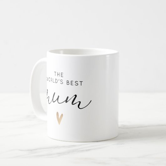 Mug Meilleure maman Gold Heart Moderne Calligraphie Mi (Devant gauche)