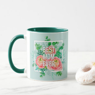 Mug Meilleure Maman Jamais Aquarelle Floral Vert & Or