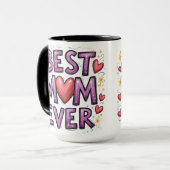 Mug Meilleure maman jamais avec les coeurs et les étin (Devant gauche)