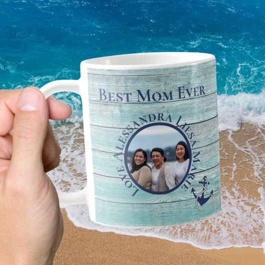 Mug Meilleure maman jamais bois Turquoise Nautique Mar