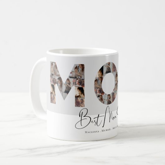 Mug Meilleure Maman Jamais Custom Photo Collage Élégan (Devant gauche)