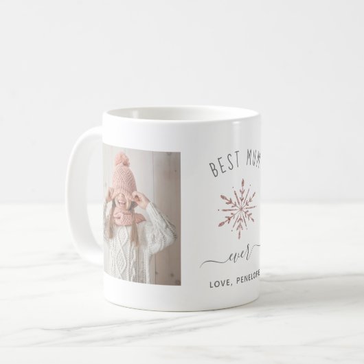 Mug Meilleure maman jamais | Deux photos et Rose Gold  (Devant gauche)