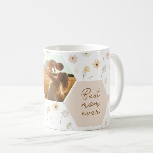 Mug Meilleure maman jamais Fleur sauvage Photo Fête de (Devant droit)