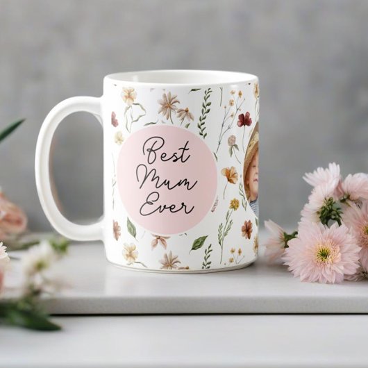 Mug Meilleure maman jamais Fleur sauvage Photo Mère's