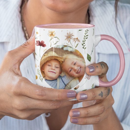 Mug Meilleure Maman Jamais Fleur sauvage Round Photo P