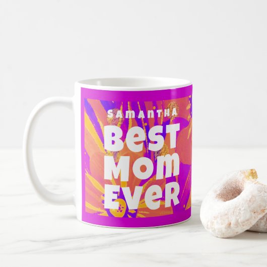 Mug Meilleure maman jamais Floral Art naïf (Avec donut)