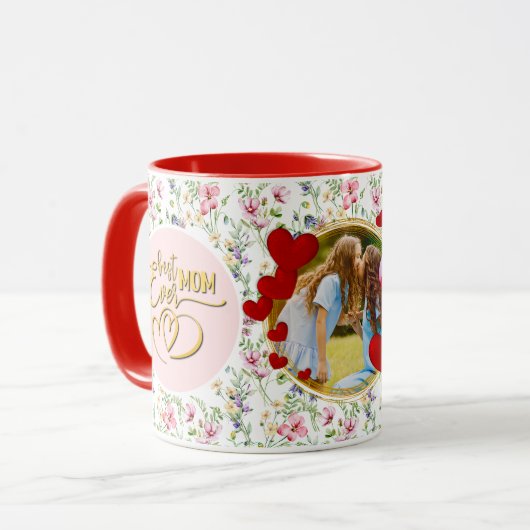 Mug Meilleure maman Jamais Floral Photo Fête des Mères (Devant gauche)