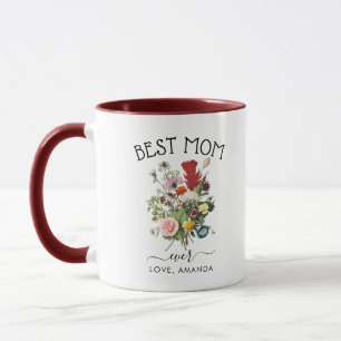 Mug Meilleure maman jamais Jolies fleurs rustiques