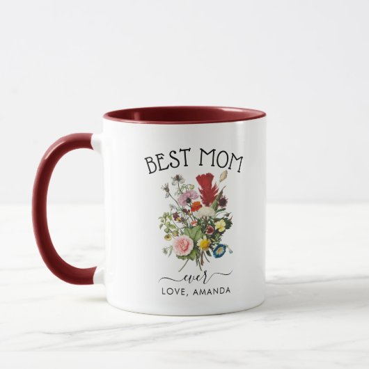 Mug Meilleure maman jamais | Jolies fleurs rustiques (Gauche)
