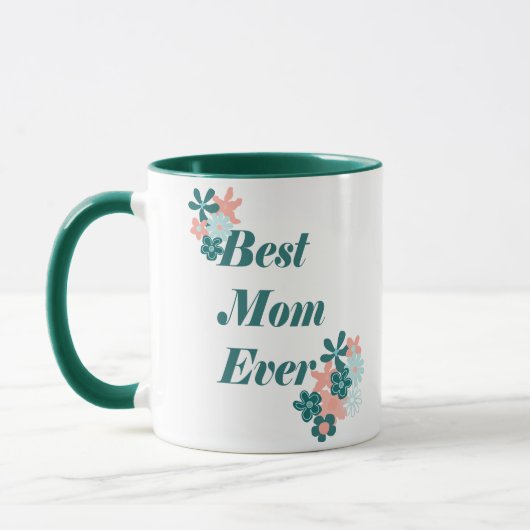 Mug Meilleure Maman Jamais Lovely Green Floral Design (Gauche)