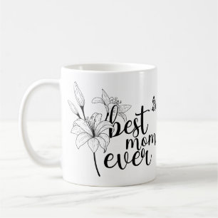 Mug Meilleure maman jamais minimaliste ligne Fleur et 