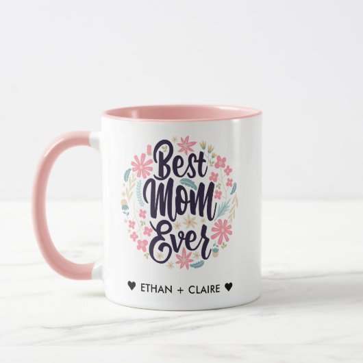 Mug Meilleure maman Jamais Moderne Maman Enfants Noms  (Gauche)