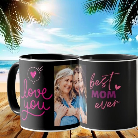 Mug Meilleure maman Jamais moderne Photo noire Fête de