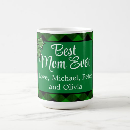 Mug Meilleure maman jamais Noël classique vert Plaid H (Centre)