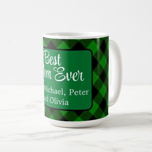 Mug Meilleure maman jamais Noël classique vert Plaid H (Devant droit)