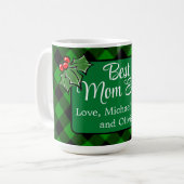 Mug Meilleure maman jamais Noël classique vert Plaid H (Devant gauche)