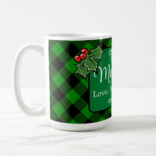 Mug Meilleure maman jamais Noël classique vert Plaid H (Gauche)