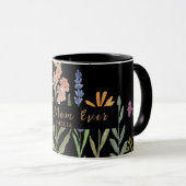 Mug Meilleure maman jamais - Nom personnalisé floral (Devant droit)
