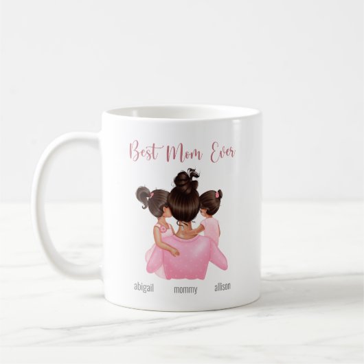 Mug Meilleure maman jamais personnalisée Aquarelle ros (Gauche)