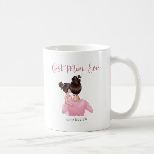 Mug Meilleure Maman Jamais Personnalisée Rose Blanc (Droite)