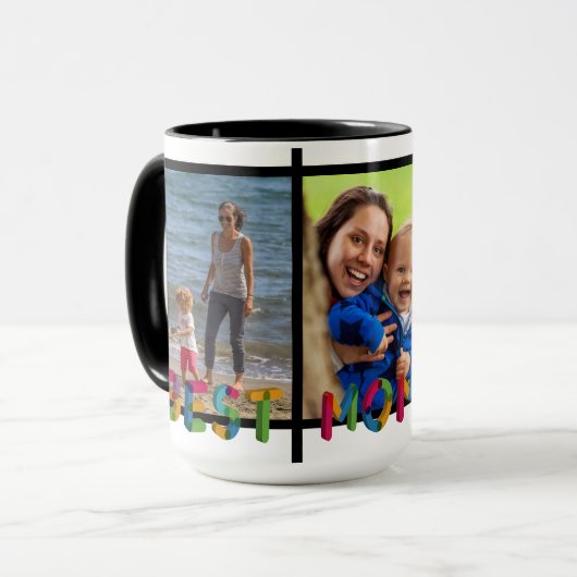 Mug Meilleure maman Jamais Photo Collage Personnalisé  (Devant gauche)