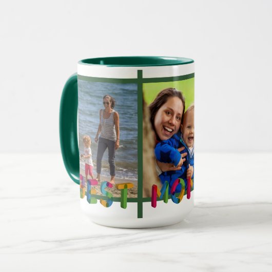 Mug Meilleure maman Jamais Photo Collage Vert Personna (Devant gauche)