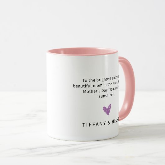 Mug Meilleure Maman Jamais Purple Coeur Script mignon (Devant droit)