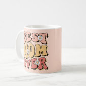 Mug "Meilleure maman jamais" Retro Blush Rose blanc pâ (Devant gauche)