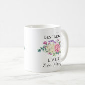 Mug Meilleure maman jamais rose & blanc Floral (Devant droit)