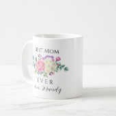 Mug Meilleure maman jamais rose & blanc Floral (Devant gauche)
