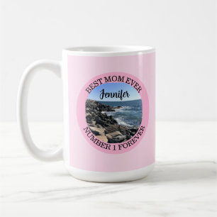 Mug Meilleure maman jamais rose clair rond photo Ocean